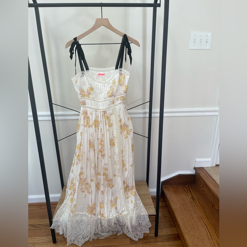 Free People Maxi Dress Tie Shoulders Size 8